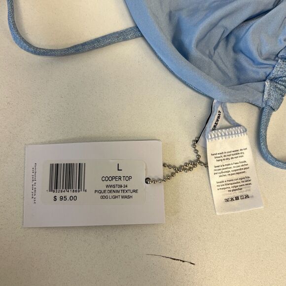 We Wore What Copper Bikini Top Womens L Large Light Blue Denim String Triangle - Picture 5 of 11